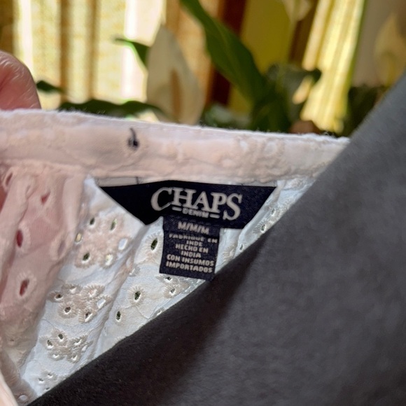 Chaps White Buttoned Blouse with Eyelet Detail - Picture 2 of 5